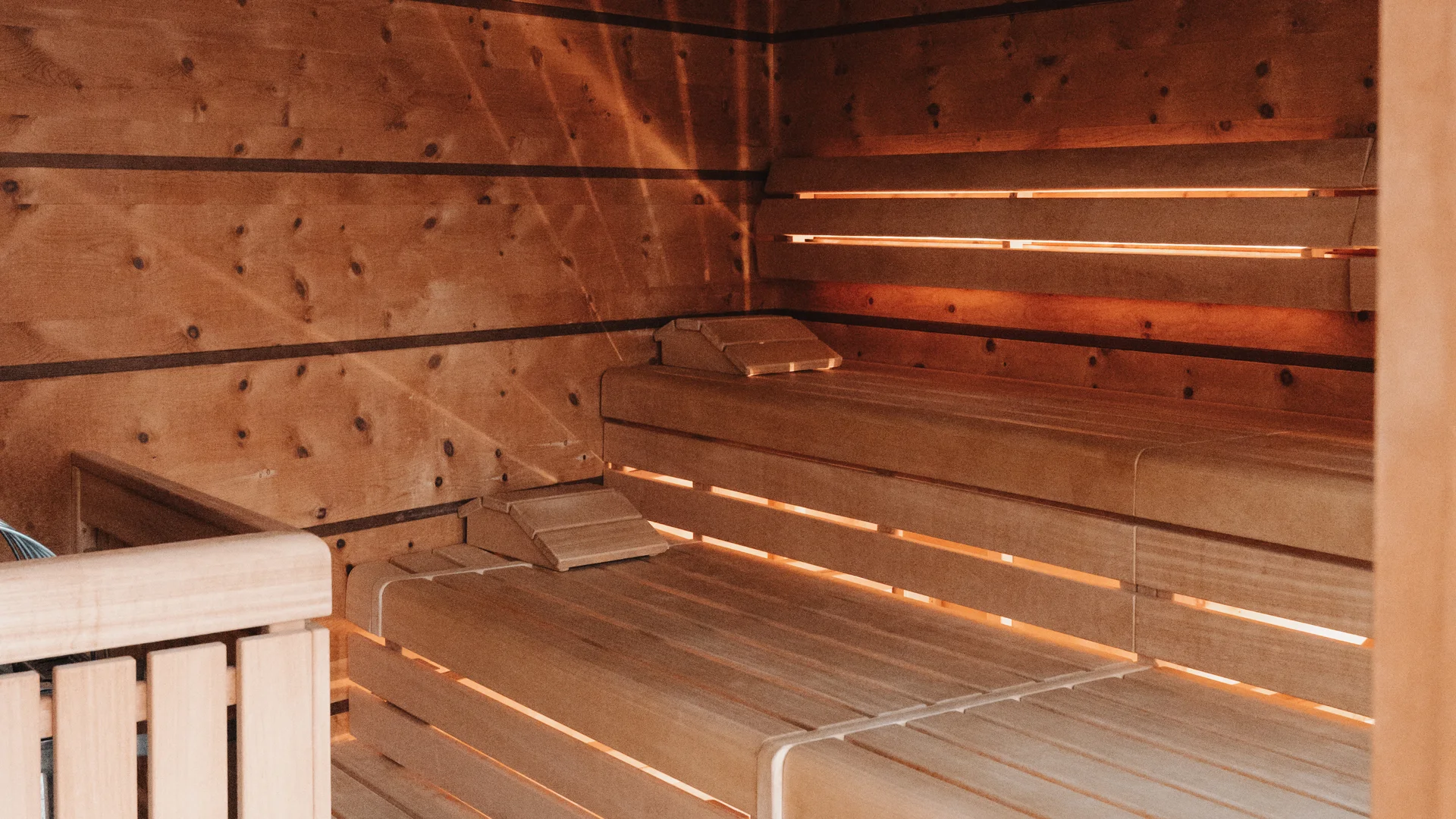 Picture gallery | Hotel Panorama in Lech am Arlberg Wooden sauna interior with tiered benches