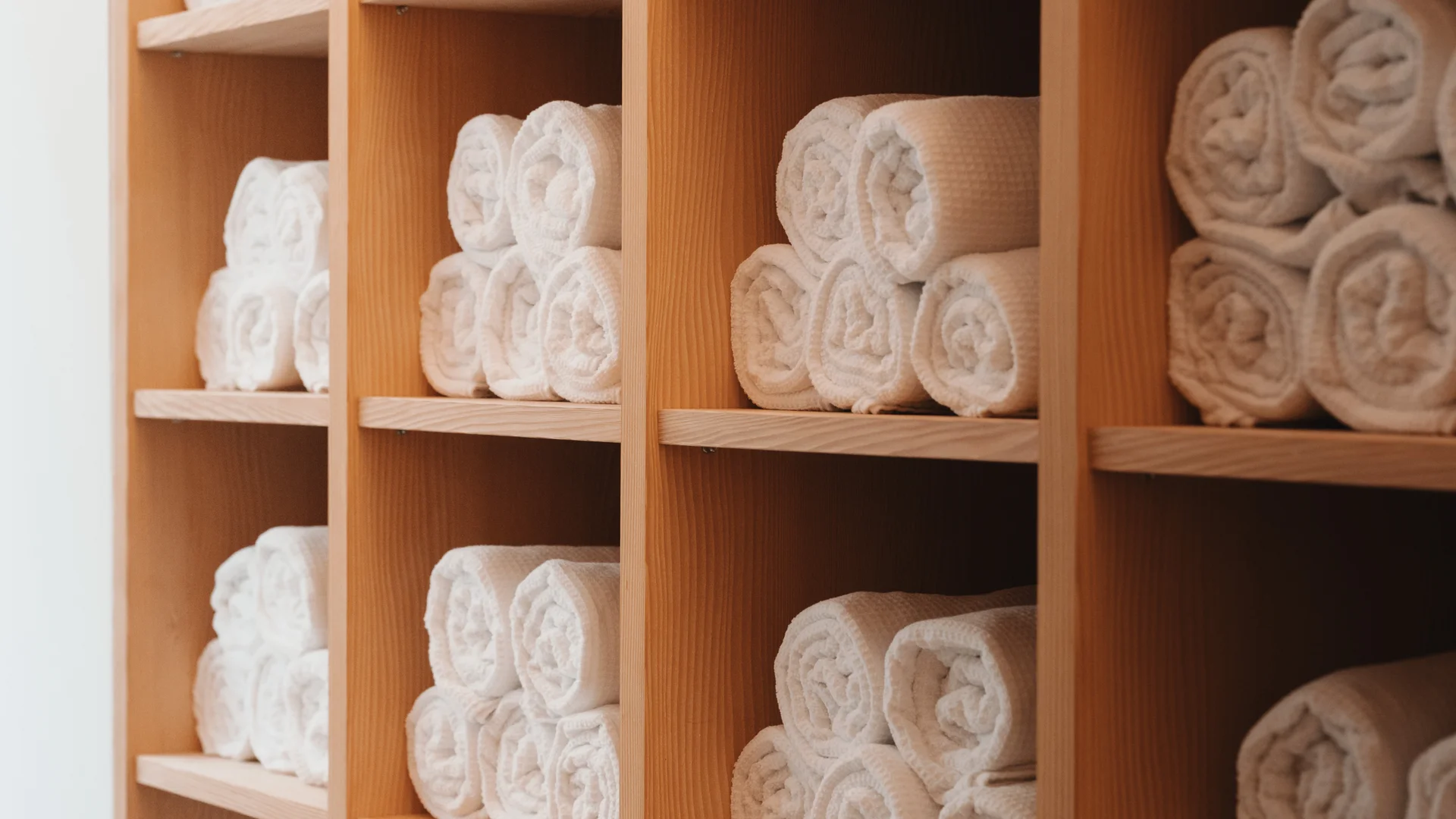 Picture gallery | Hotel Panorama in Lech am Arlberg White towels neatly stacked on wooden shelves
